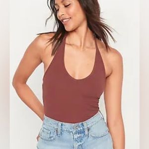 Old Navy Fitted Halter Rib Knit Tank | Size Small | Maroon Color